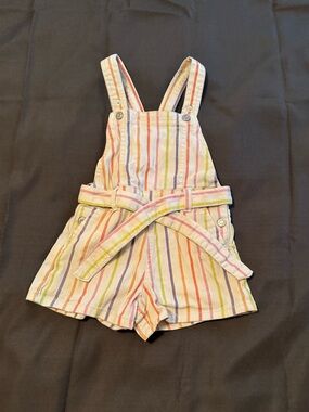 EUC Jessica Simpson Multi-Color Rainbow Striped Belted Shortalls - Summer Romper
